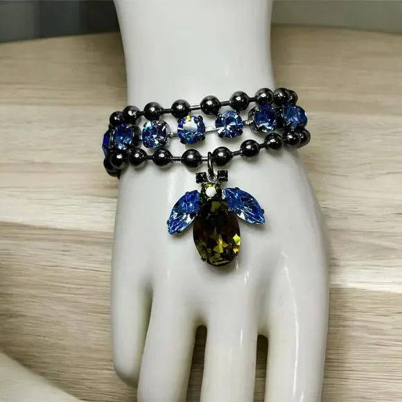 Y2K Coach Poppy Swarovski Crystal Bee Necklace, Bracelet & Earring Jewelry Set - Picture 3 of 13
